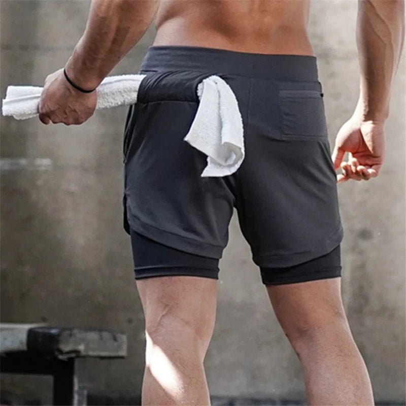 Running Shorts Men 2 In 1 Double-deck Quick Dry GYM Sport Shorts Fitness Jogging Workout Shorts Men Sports Short Pants - Gymlalla