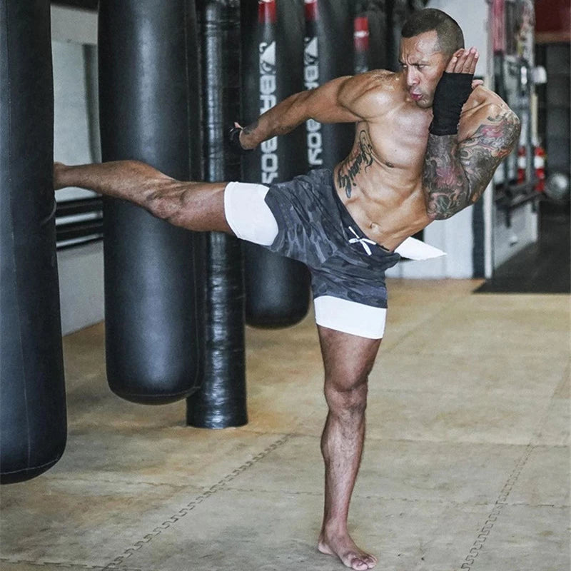 Running Shorts Men 2 In 1 Double-deck Quick Dry GYM Sport Shorts Fitness Jogging Workout Shorts Men Sports Short Pants - Gymlalla