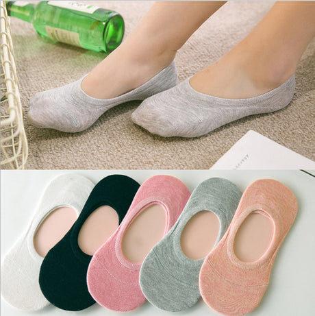 Women's Solid Color Socks Low Cut Shallow Mouth Leisure Boat Socks - Gymlalla