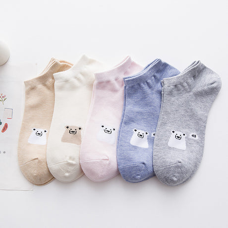 Women's Solid Color Socks Low Cut Shallow Mouth Leisure Boat Socks - Gymlalla