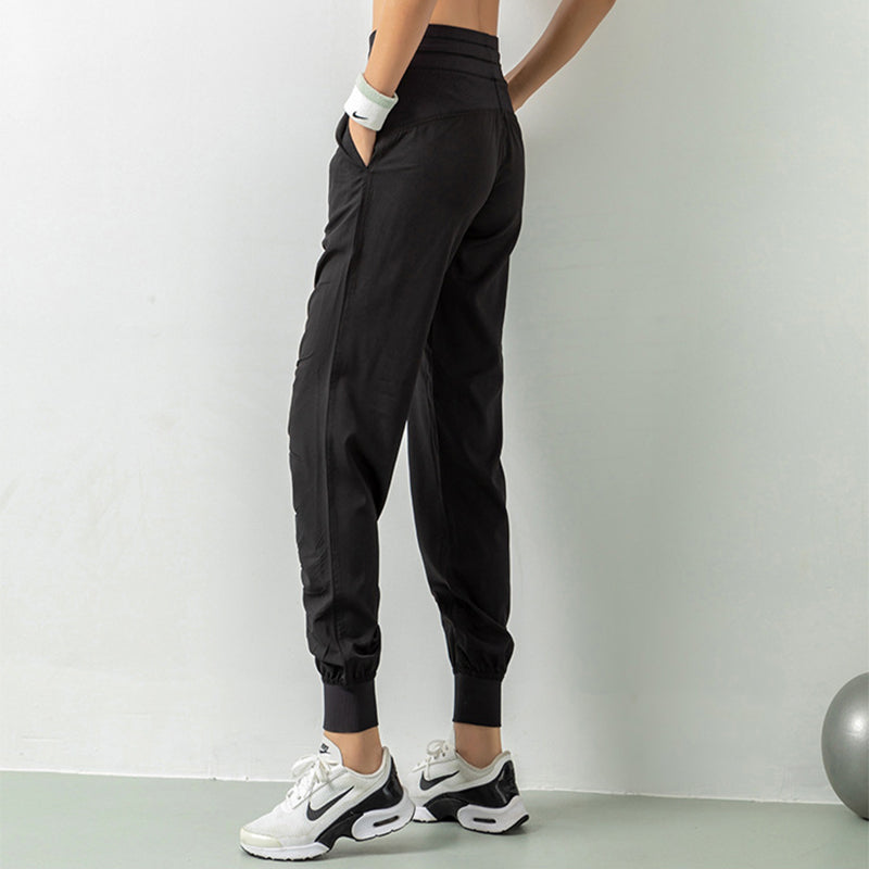 Casual Sports Pants For Women Loose Legs Drawstring High Waist Trousers With Pockets Running Sports Gym Fitness Yoga Pants - Gymlalla