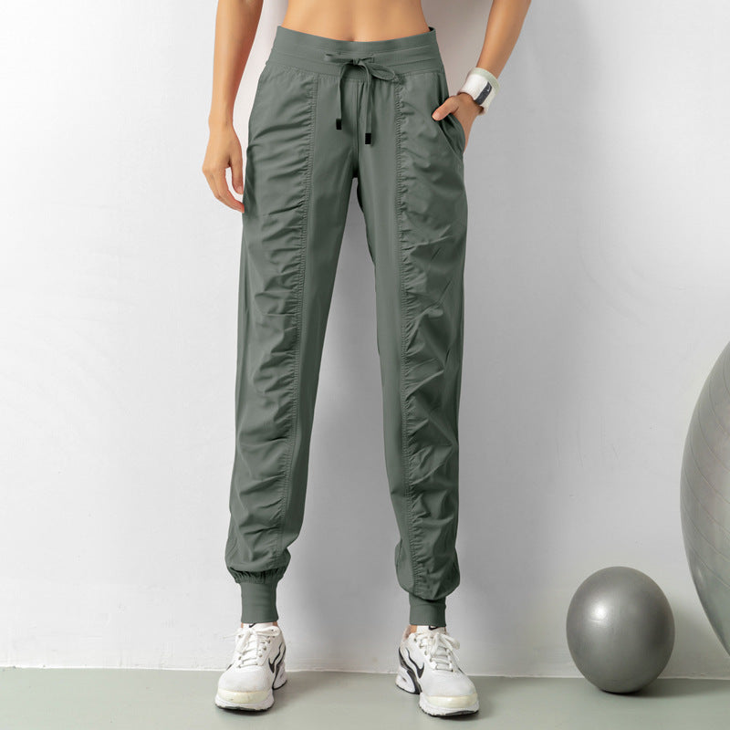 Casual Sports Pants For Women Loose Legs Drawstring High Waist Trousers With Pockets Running Sports Gym Fitness Yoga Pants - Gymlalla