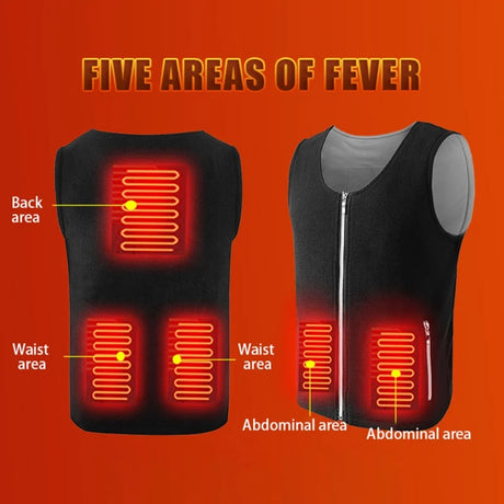 Smart USB Charging Electric Self Heating Vest for Men Women Thickness Camping Cycling Hiking Ski Heating Vest Winter Body Warmth - Gymlalla