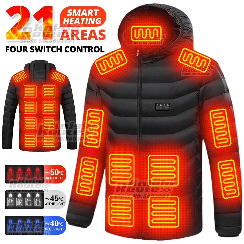 21 Areas Heated Jacket Winter Men's Women's Motorcycle Jacket USB Electric Heating Jacket Heated Vest Moto Thermal Clothing Coat - Gymlalla