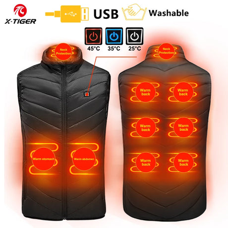 X-TIGER 9/2 Places Heated Jacket Men Women USB Electric Thermal Warm Hunting Coat Winter Outdoor Camping Hiking Heated Vest - Gymlalla