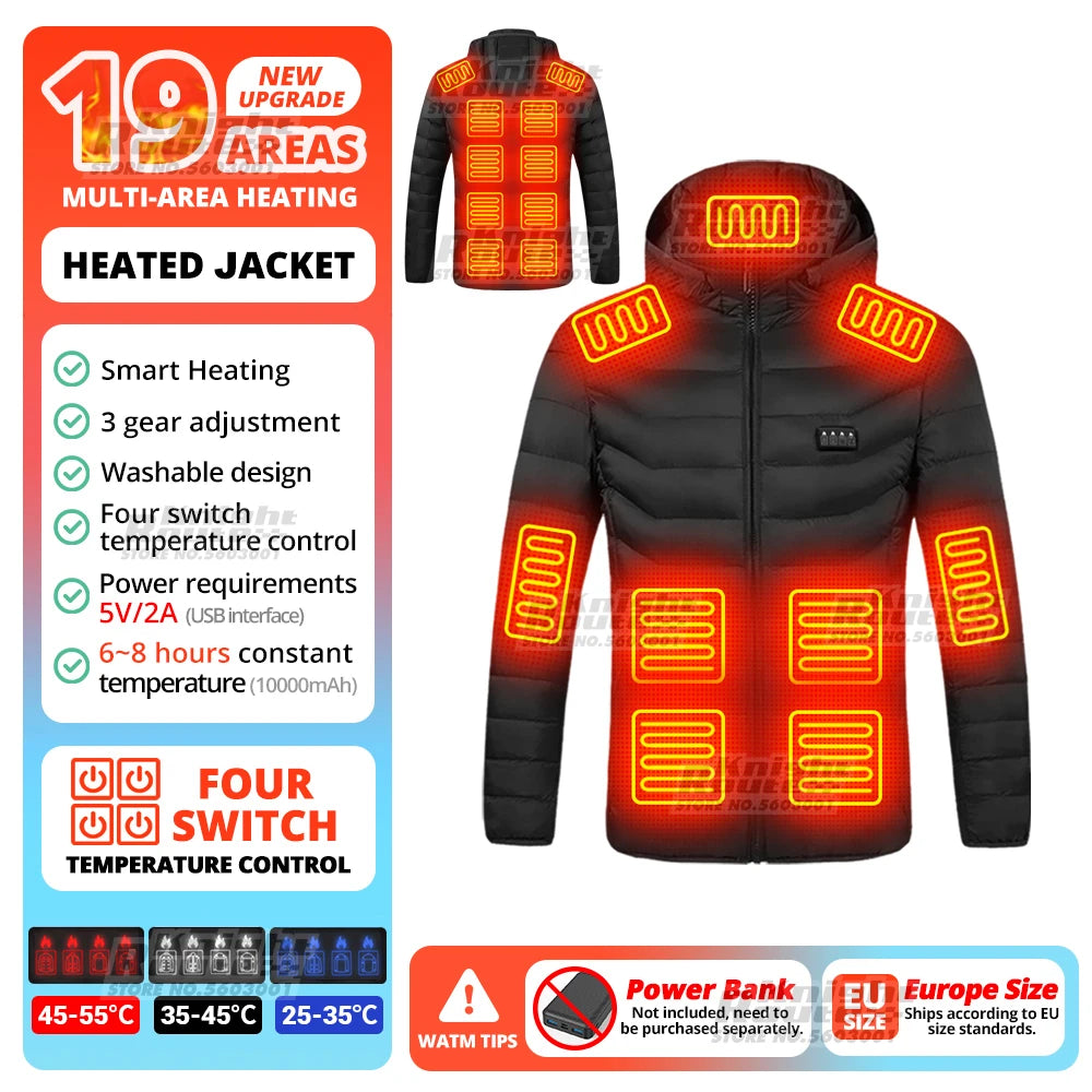 21 Areas Heated Jacket Winter Men's Women's Motorcycle Jacket USB Electric Heating Jacket Heated Vest Moto Thermal Clothing Coat - Gymlalla