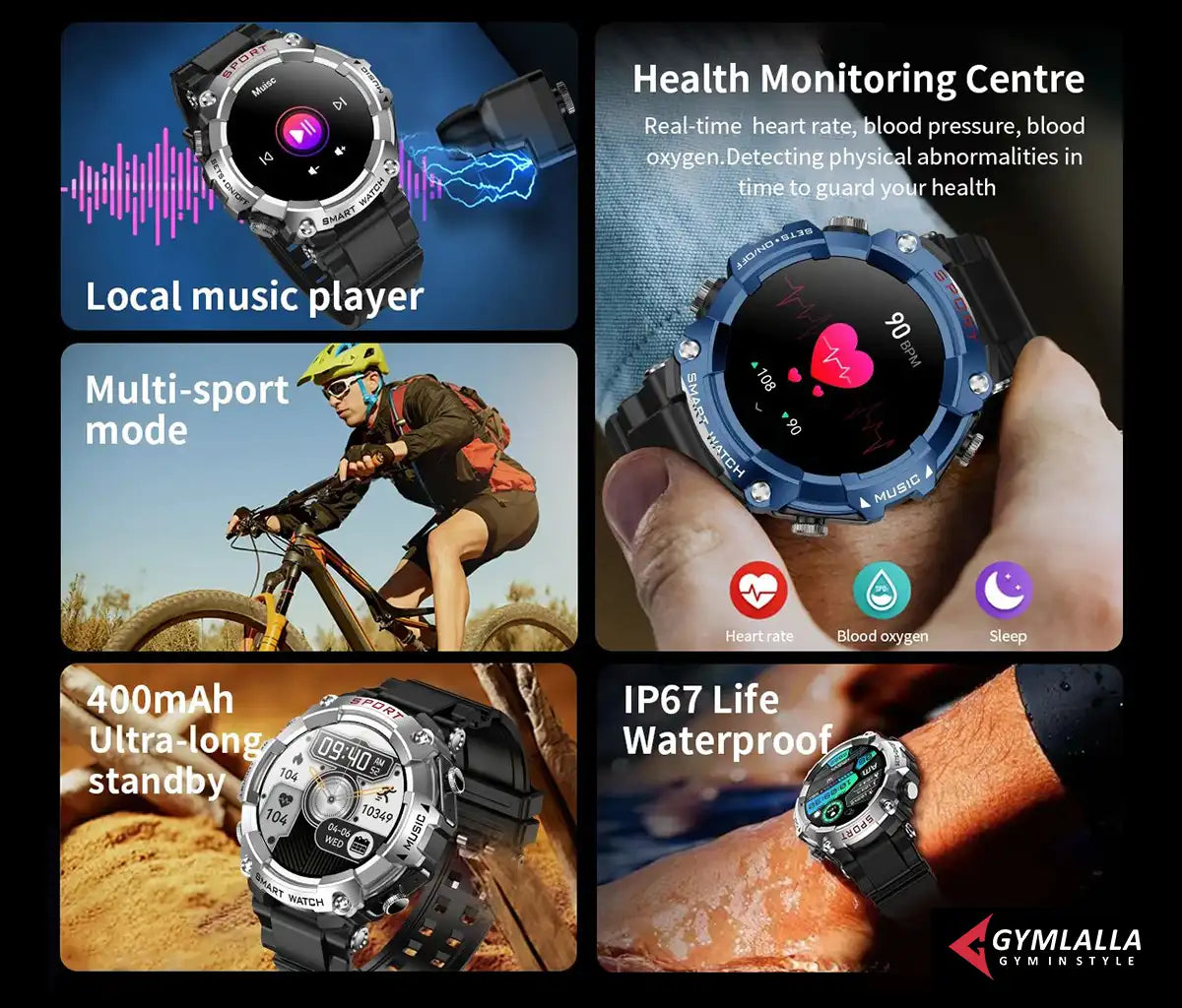 Smart Watch with built in Earbuds New Release by Gymlalla - Gymlalla