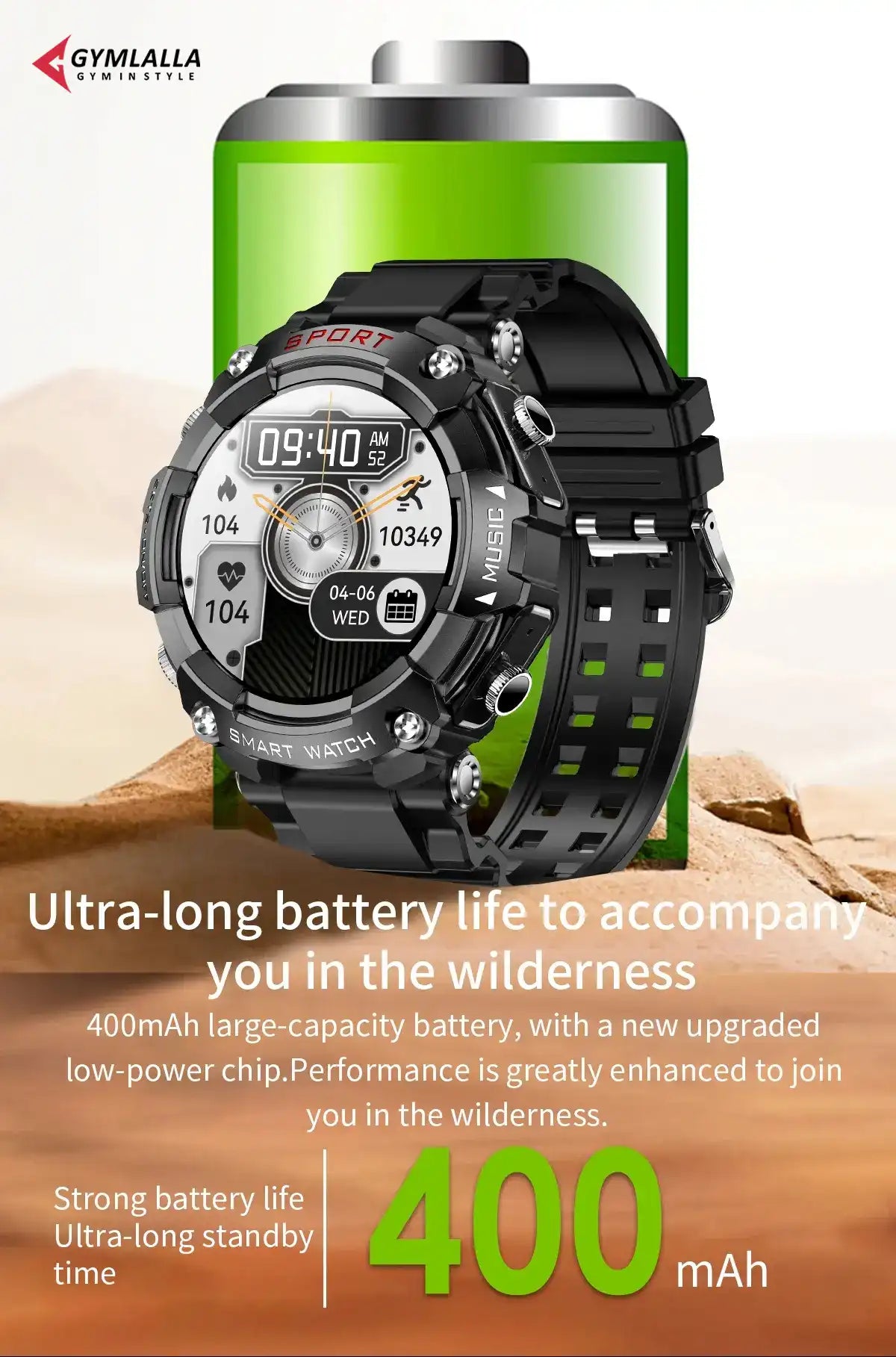 Smart Watch with built in Earbuds New Release by Gymlalla - Gymlalla