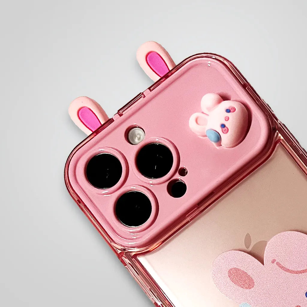 Adorable Bunny iPhone Case with Bracelet and Mirror - Gymlalla