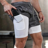 Running Shorts Men 2 In 1 Double-deck Quick Dry GYM Sport Shorts Fitness Jogging Workout Shorts Men Sports Short Pants - Gymlalla