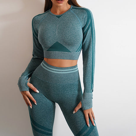 Long Sleeve Tops Workout Set - Gymlalla