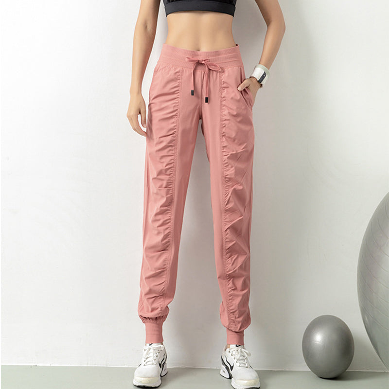 Casual Sports Pants For Women Loose Legs Drawstring High Waist Trousers With Pockets Running Sports Gym Fitness Yoga Pants - Gymlalla