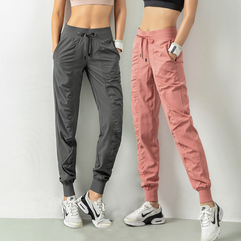 Casual Sports Pants For Women Loose Legs Drawstring High Waist Trousers With Pockets Running Sports Gym Fitness Yoga Pants - Gymlalla