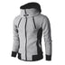Men's Zip UP Hooded Jacket Fake Two Piece Sports Cardigan Casual Slim Sweatshirt Jacket - Gymlalla