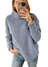 Women's Clothing New Furry Turtleneck Solid Color Hoodie Plush Top Women - Gymlalla