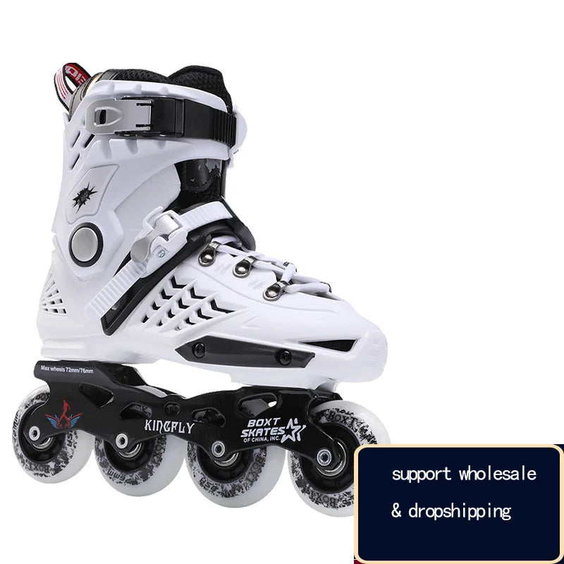 Adult Inline Roller Skates Flat Figure 12 Choice Skating Shoes Sneaker Outdoor Beginner Advanced Aluminum Trucks PU Wheels Cool - Gymlalla