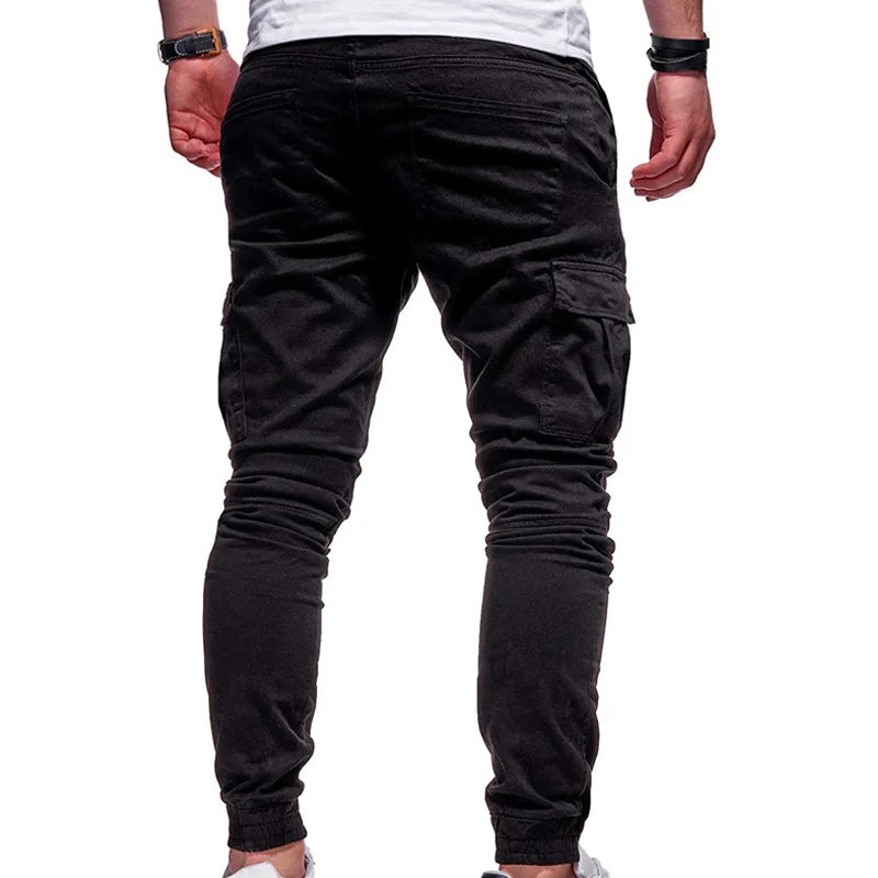 Men's Pants Multi-Pockets Joggers Men Sweatpants New Casual Solid Cargo Pants Men Oversize Streetwear Pants Men Trousers