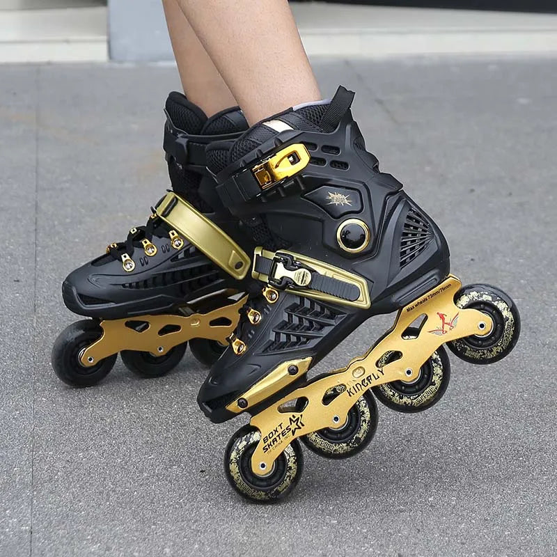 Adult Inline Roller Skates Flat Figure 12 Choice Skating Shoes Sneaker Outdoor Beginner Advanced Aluminum Trucks PU Wheels Cool - Gymlalla