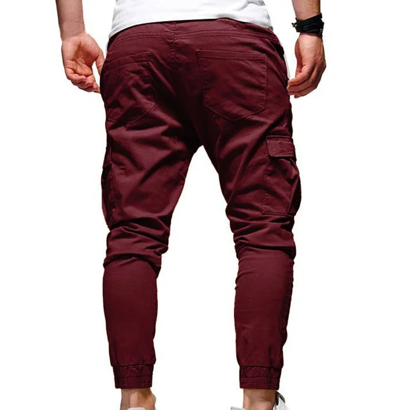 Men's Pants Multi-Pockets Joggers Men Sweatpants New Casual Solid Cargo Pants Men Oversize Streetwear Pants Men Trousers