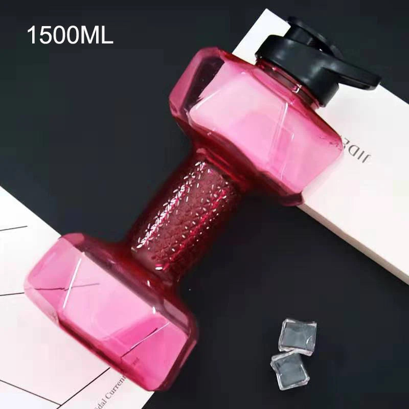 500/1500/2600ML Sports Water Bottles Fitness Dumbbell Leakproof Portable Unbreakable Sports Plastic Bottle Home Gym Training - Gymlalla