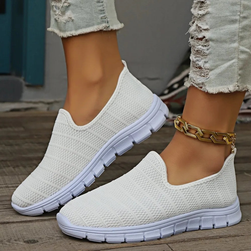 2024Summer Sneakers Slip On Flat Shoe Women's Fashion Casual Loafers Walking Shoe Outdoor Mesh Soft Bottom Sports