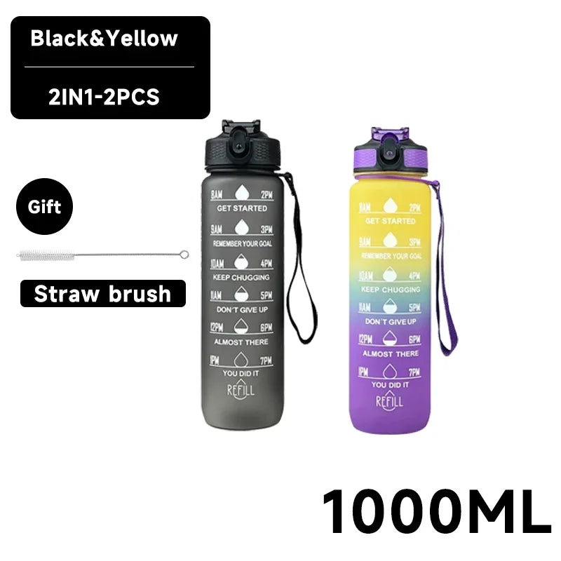 1 Liter Water Bottle Motivational Sport Water Bottle Leakproof Drinking Bottles Outdoor Travel Gym Fitness Jugs For Kitchen - Gymlalla