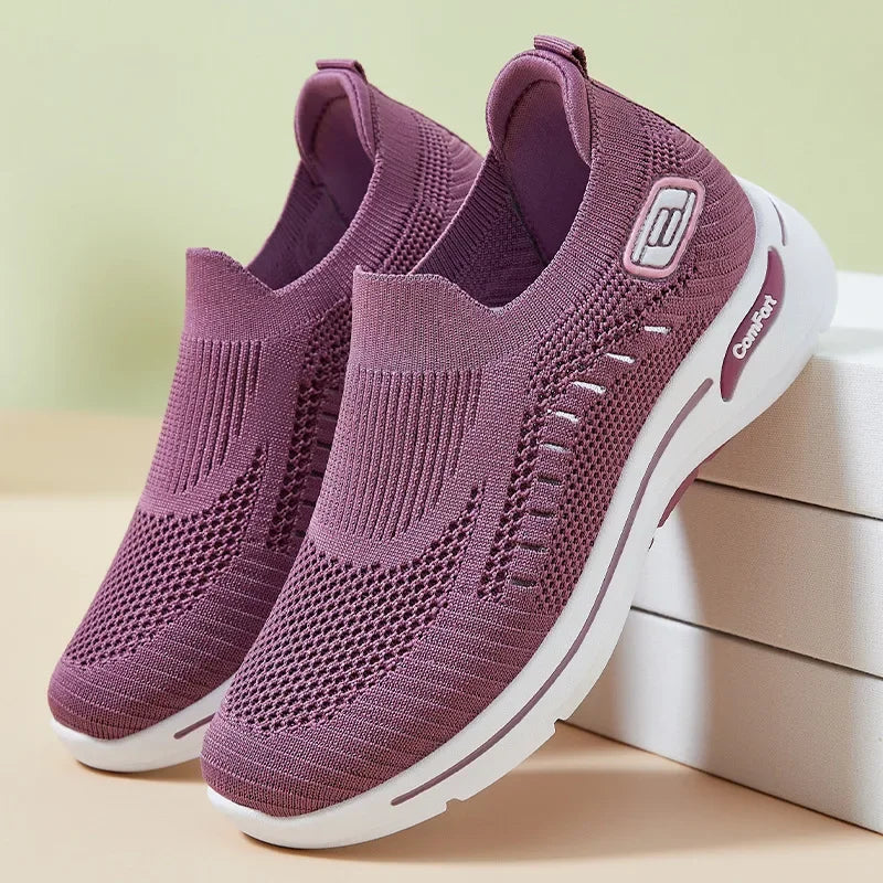 Women Leisure Sneakers Outdoor Mesh Soft Bottom Sport Shoes Solid Slip on Breathable Shoes Sneakers Women Zapatos Mujer - Gymlalla