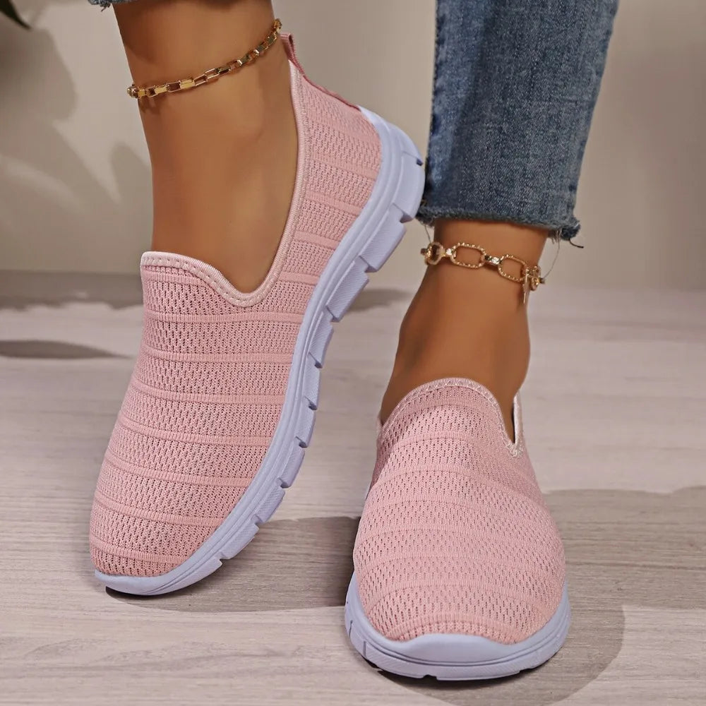 2024Summer Sneakers Slip On Flat Shoe Women's Fashion Casual Loafers Walking Shoe Outdoor Mesh Soft Bottom Sports