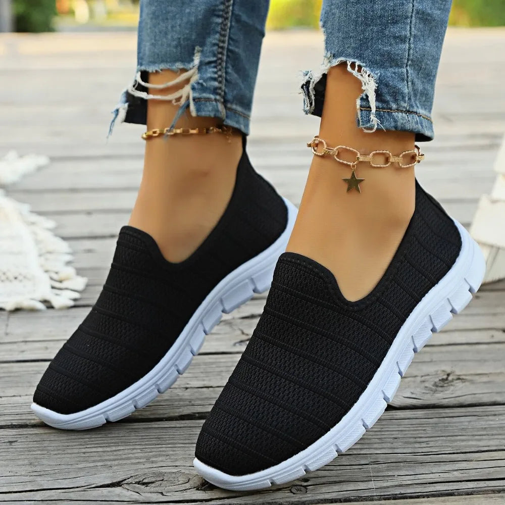 2024Summer Sneakers Slip On Flat Shoe Women's Fashion Casual Loafers Walking Shoe Outdoor Mesh Soft Bottom Sports