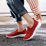 Women's Casual Shoes Soft Portable Sneakers Walking Shoes Flat Soles for Women Breathable Slip on Hollow Out Sports Shoes - Gymlalla