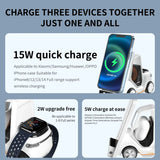 5 in 1 Wireless Charger Phone Stand For iPhone 15 14 13 12 MAX 15W Fast Charging Magnetic Dock Station For Apple Watch Earphones