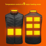 X-TIGER 9/2 Places Heated Jacket Men Women USB Electric Thermal Warm Hunting Coat Winter Outdoor Camping Hiking Heated Vest - Gymlalla