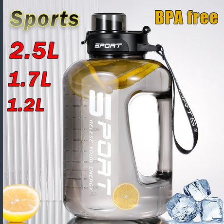 Large Capacity 2 Liter Water Bottle with Straw Lid Sports Gym Water Kettle for Camping Travel BPA Free Drinking Bottles - Gymlalla