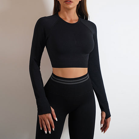 Long Sleeve Tops Workout Set - Gymlalla